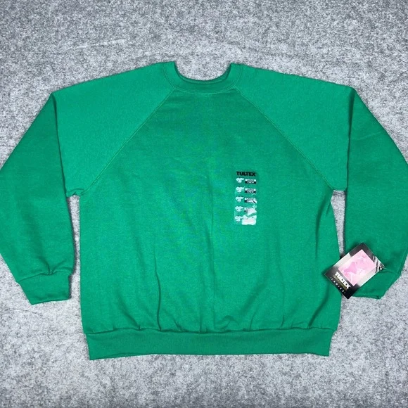 VTG Tultex Sweatshirt Womens Large Green Crewneck Pullover NOS Deadstock 90s USA - Picture 2 of 12